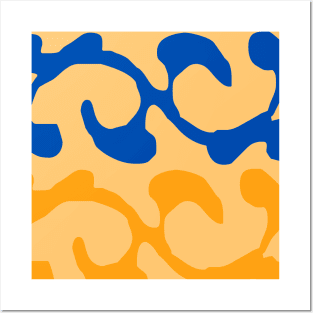 Abstract swirl gold and blue pattern Posters and Art